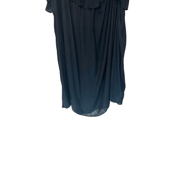 Anthropologie Black Ruffle Shoulder Cut Out Lightweight Semi Sheer Top Size XL - Picture 5 of 9